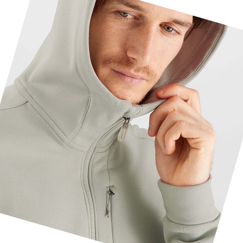 Beige Salomon ESSENTIAL WARM FLEECE Men's Hoodie | TGQKBEL-40