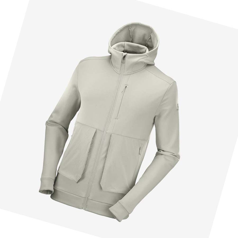 Beige Salomon ESSENTIAL WARM FLEECE Men\'s Hoodie | TGQKBEL-40