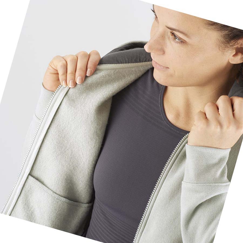 Beige Salomon ESSENTIAL WARM SALOMON Women's Hoodie | GLBSPIV-05