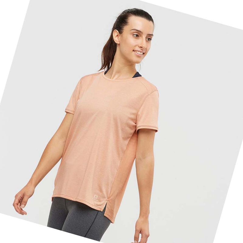 Beige Salomon OUTLINE SUMMER Women's T Shirts | JATMXRW-73