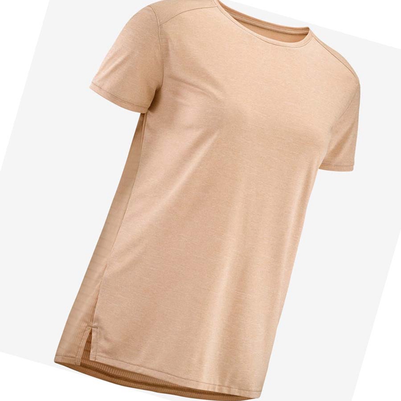 Beige Salomon OUTLINE SUMMER Women's T Shirts | JATMXRW-73