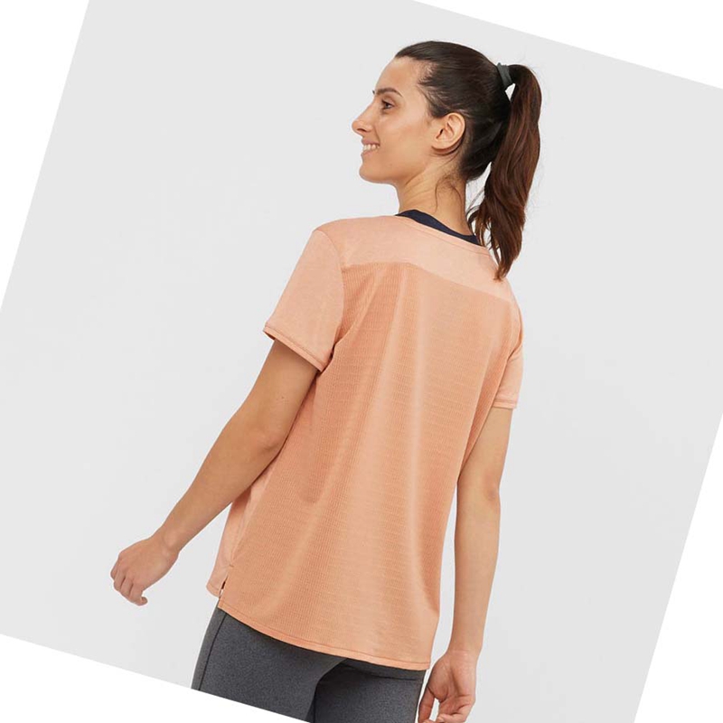 Beige Salomon OUTLINE SUMMER Women's T Shirts | JATMXRW-73