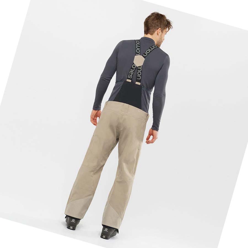 Beige Salomon STANCE 3L BIB Men's Ski Pants | BZSFNQW-13