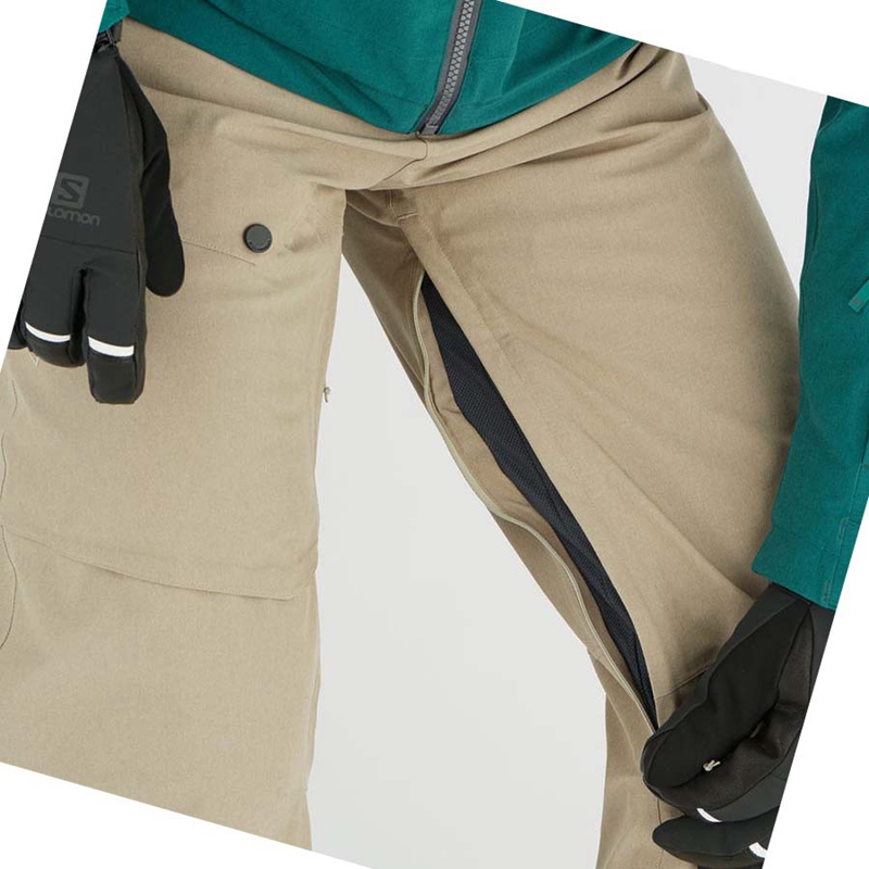 Beige Salomon UNTRACKED Men's Ski Pants | PTBRWZX-41