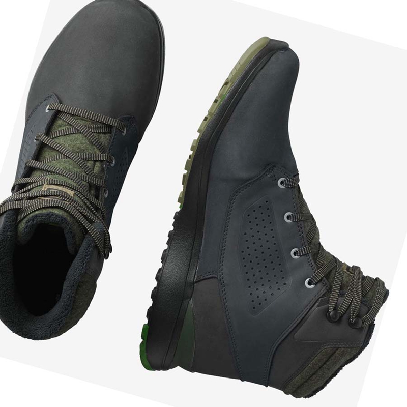 Black / Green Salomon UTILITY WINTER CLIMASALOMON™ WATERPROOF Men's Winter Boots | YKGVPQJ-84