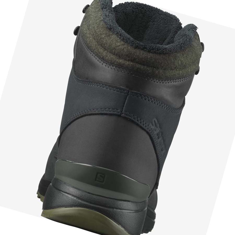 Black / Green Salomon UTILITY WINTER CLIMASALOMON™ WATERPROOF Men's Winter Boots | YKGVPQJ-84