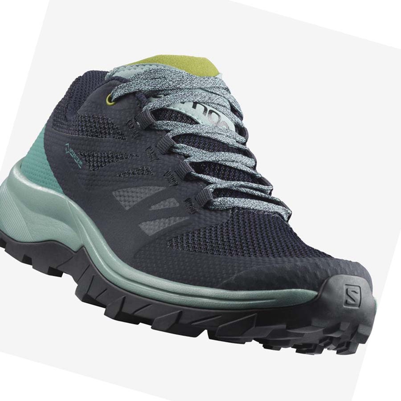 Black / Green Salomon WoOUTLINE GORE-TEX Women's Hiking Shoes | BXYGIWC-95