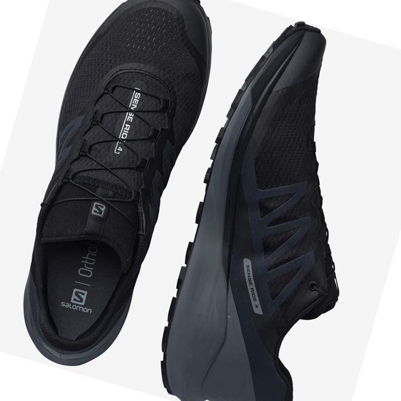 Black / Grey Salomon SENSE RIDE 4 Men's Trail Running Shoes | CHYAOKG-45