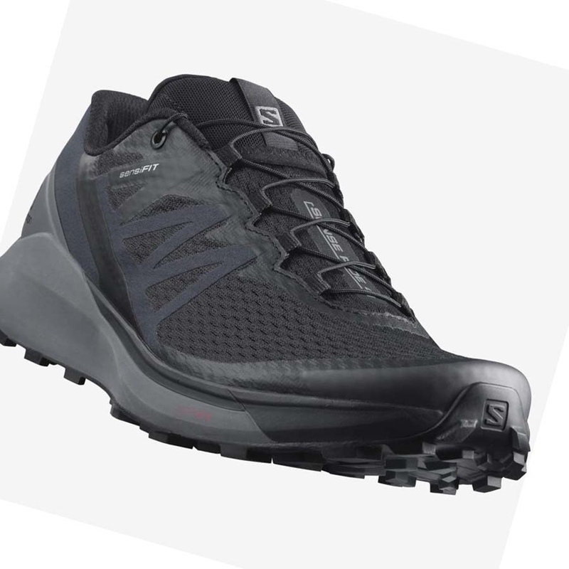 Black / Grey Salomon SENSE RIDE 4 Men's Trail Running Shoes | CHYAOKG-45