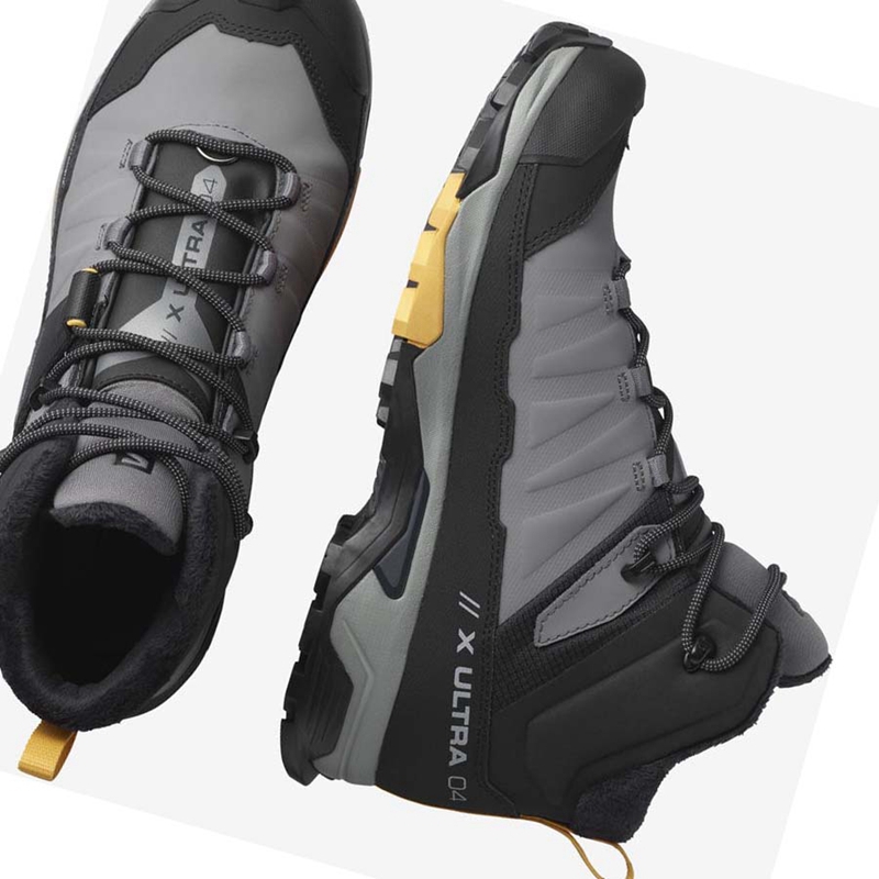 Black / Grey Salomon X ULTRA 4 MID WINTER THINSULATE™ CLIMASALOMON™ Men's Winter Boots | AGKUFLV-21