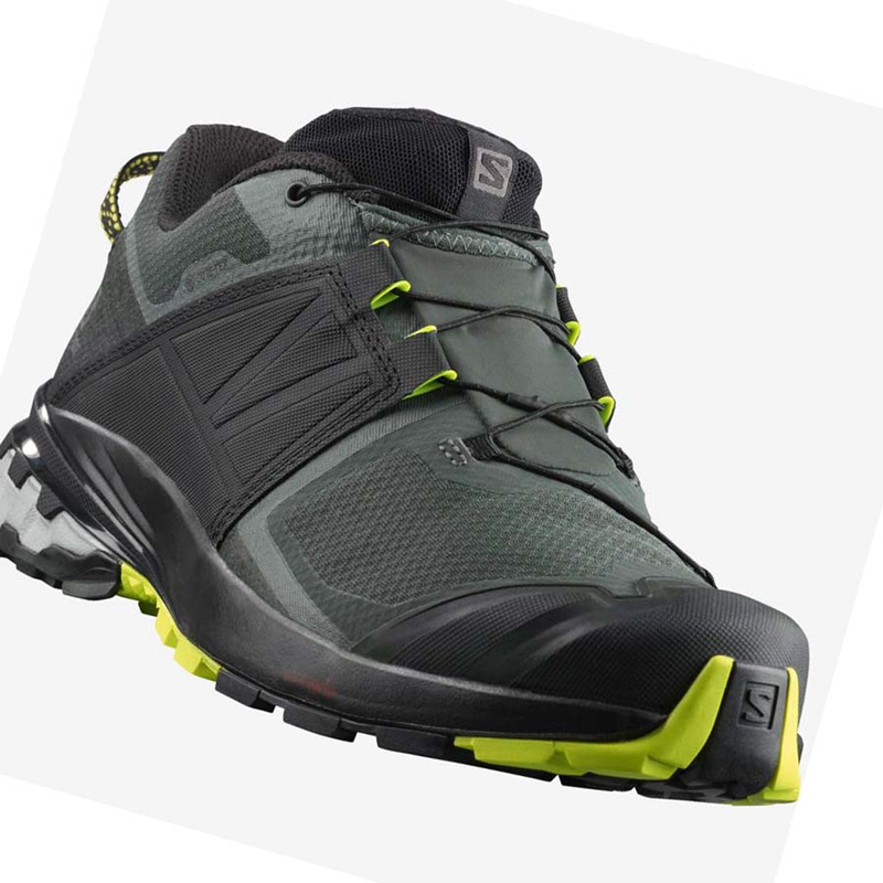 Black / Olive Salomon XA WILD GORE-TEX Men's Trail Running Shoes | AYFXINW-65