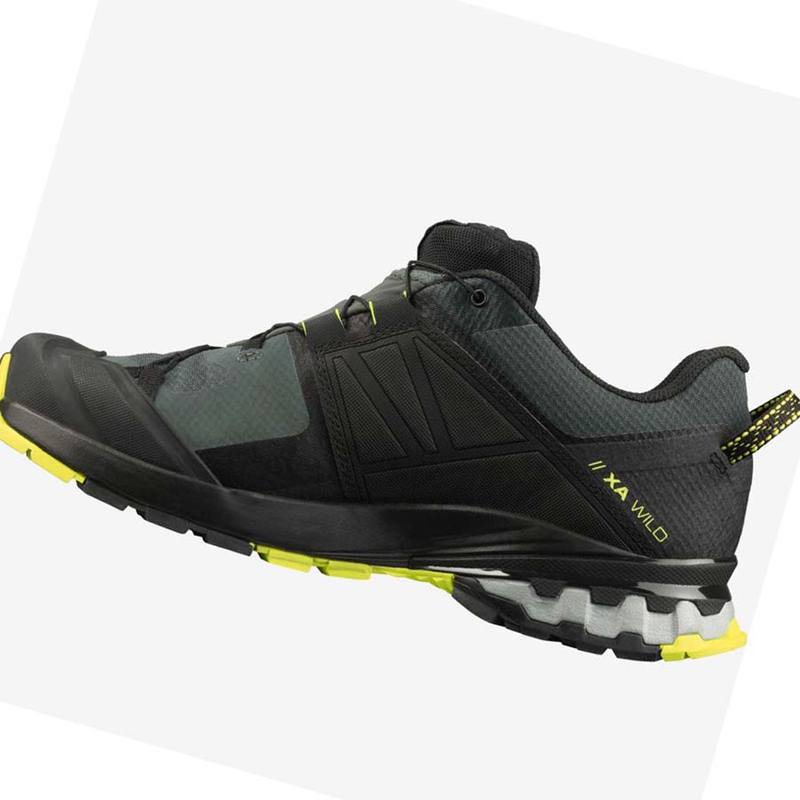 Black / Olive Salomon XA WILD GORE-TEX Men's Trail Running Shoes | AYFXINW-65