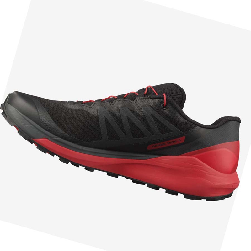 Black / Red  Salomon SENSE RIDE 4 Men's Trail Running Shoes | NGFYMJQ-13