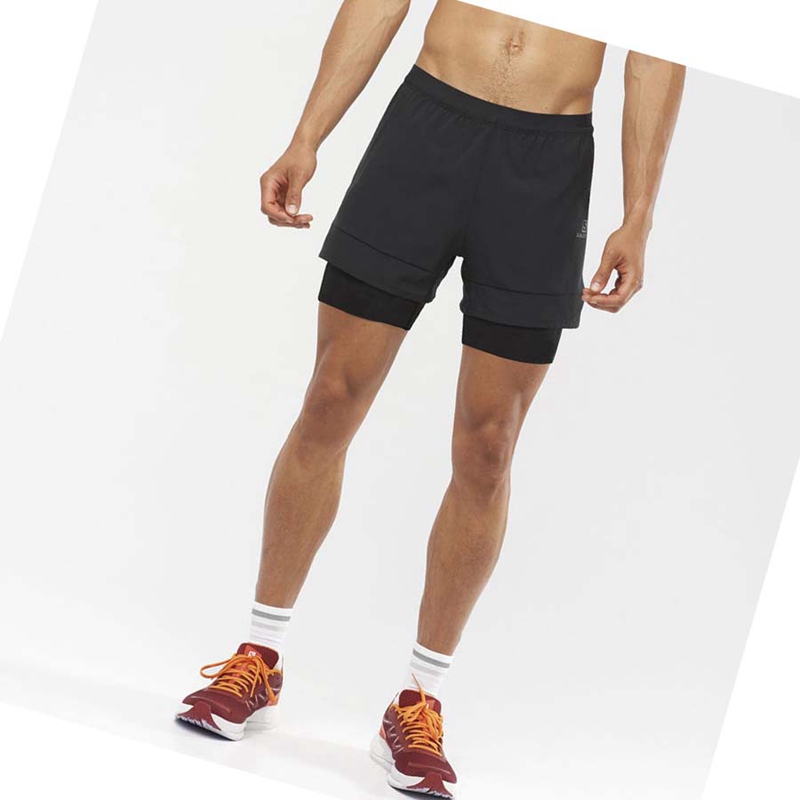 Black Salomon CROSS 2IN1 Men's Shorts | MWJKAOL-69