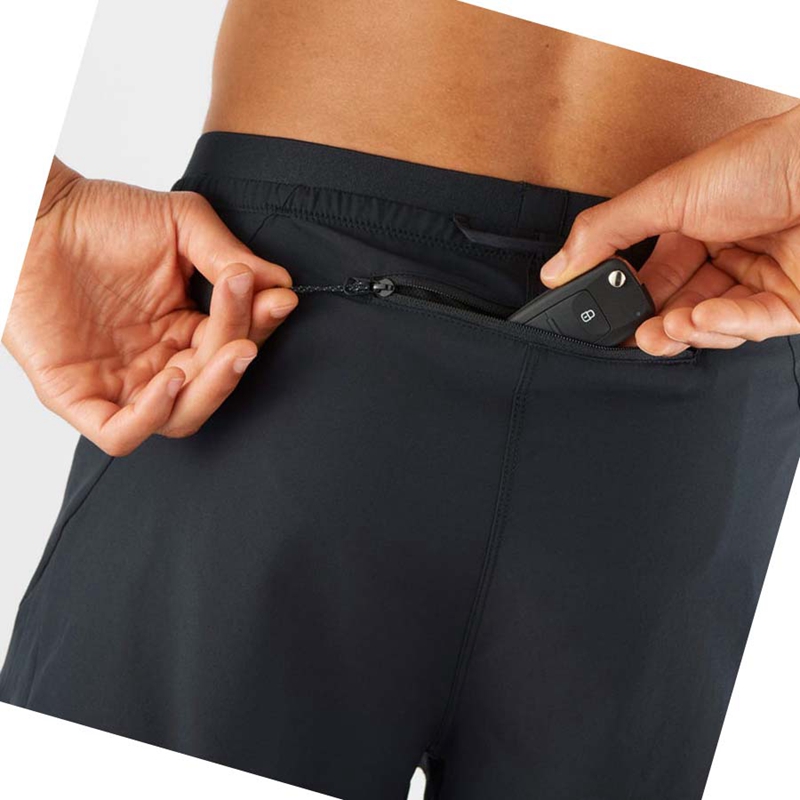 Black Salomon CROSS 2IN1 Men's Shorts | MWJKAOL-69