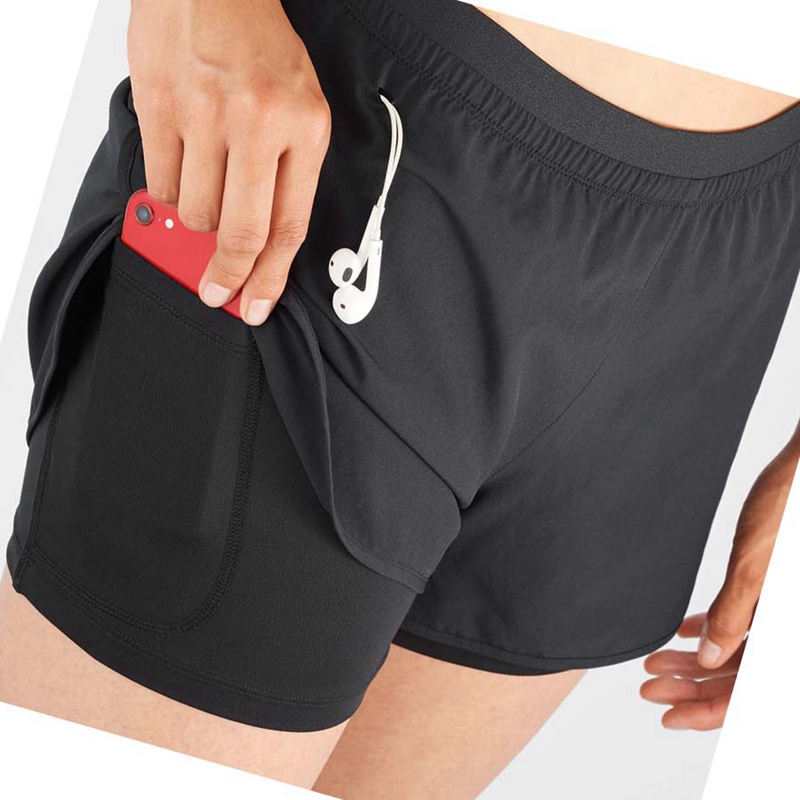 Black Salomon CROSS 2IN1 Women's Shorts | DWGXJRC-49