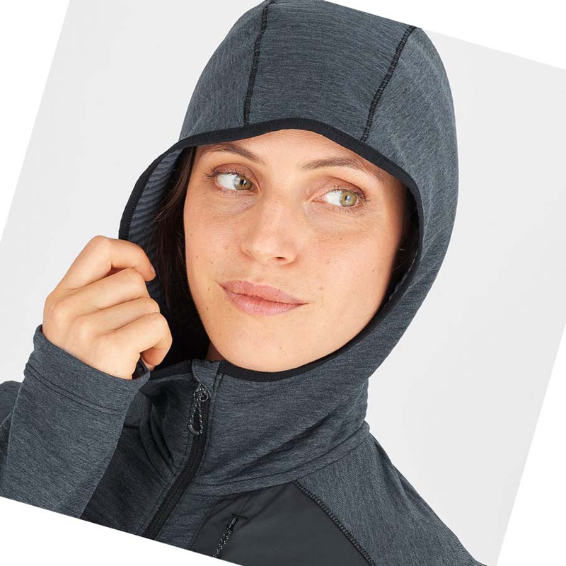 Black Salomon ESSENTIAL LIGHTWARM HOODED Women's Hoodie | ONAWLVK-58