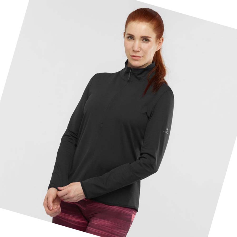 Black Salomon ESSENTIAL LIGHTWARM Women's Hoodie | REQCNWH-20