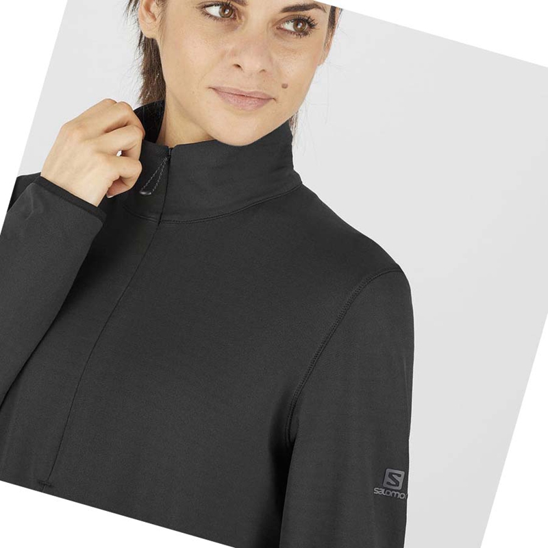 Black Salomon ESSENTIAL LIGHTWARM Women's Hoodie | REQCNWH-20