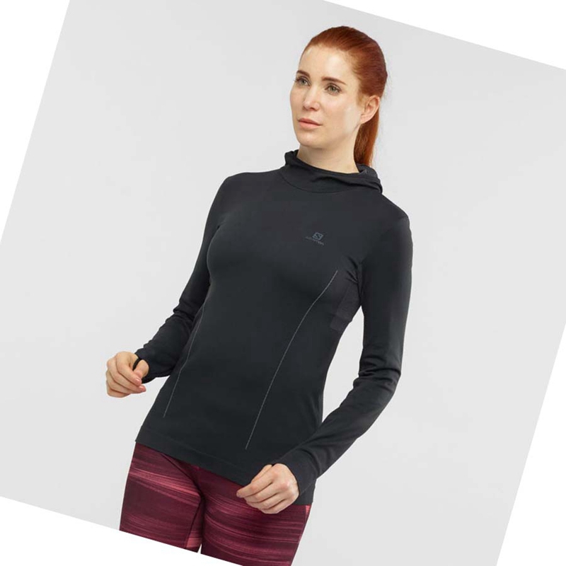 Black Salomon ESSENTIAL SEAMLESS Women's Hoodie | KFCAZNR-93