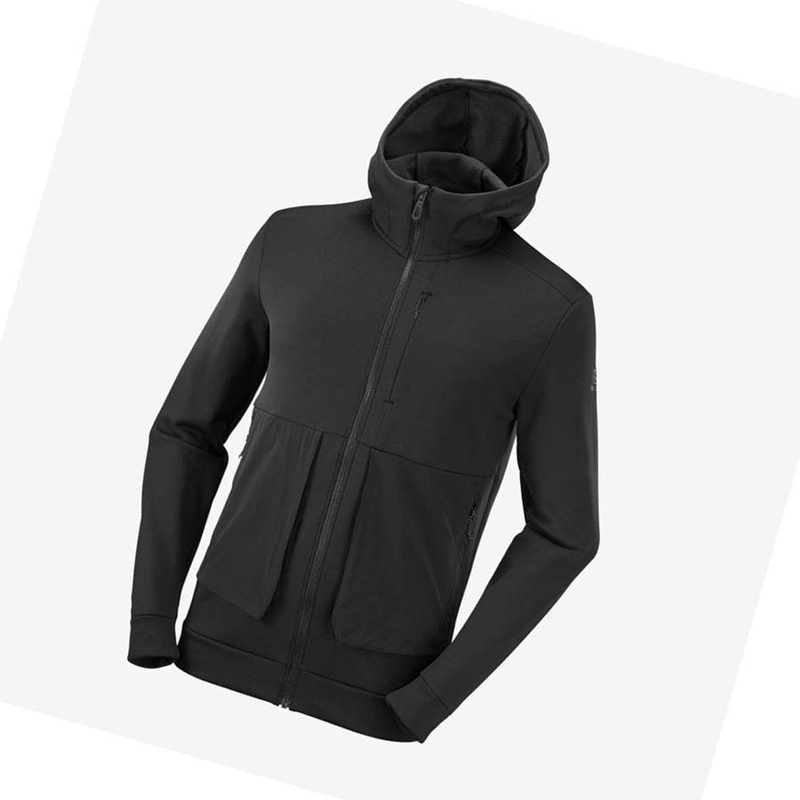 Black Salomon ESSENTIAL WARM FLEECE Men\'s Hoodie | SDVWPTG-25