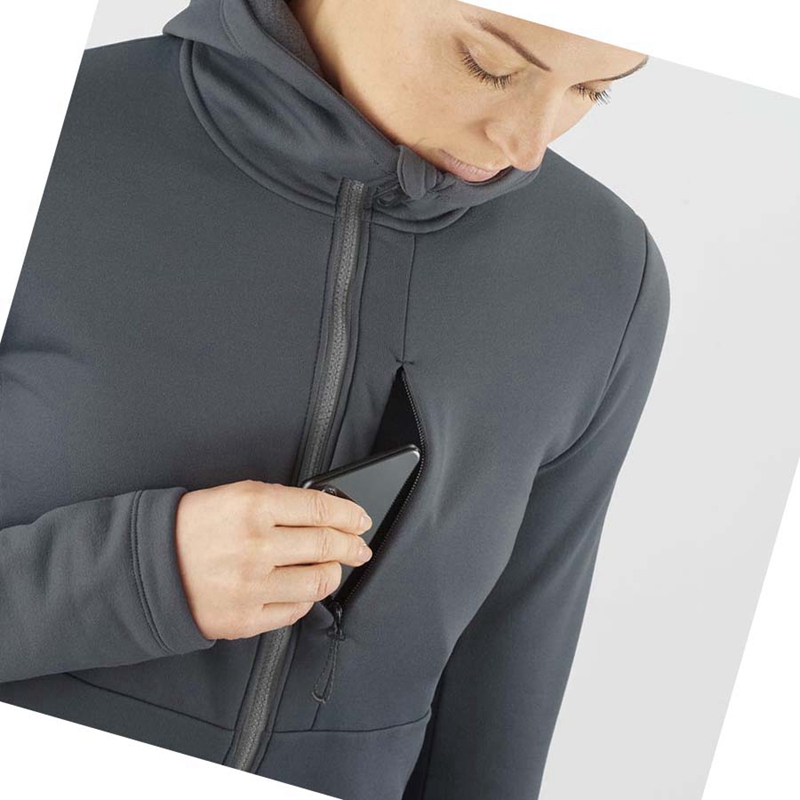 Black Salomon ESSENTIAL XWARM Women's Hoodie | DQTXOHN-01