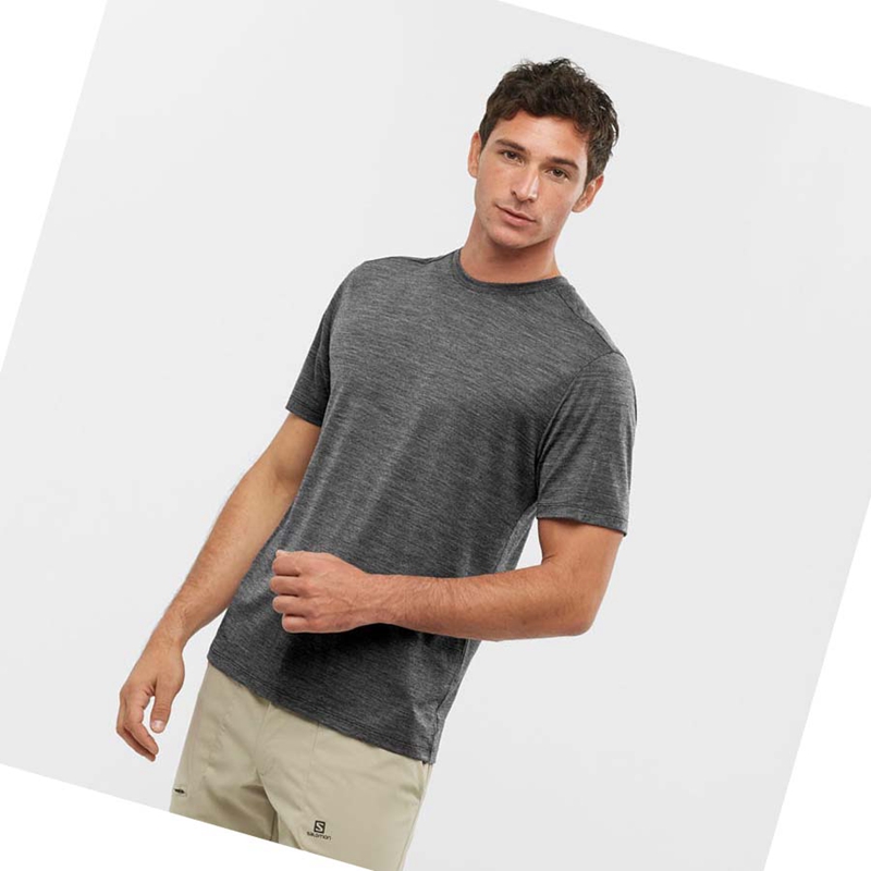 Black Salomon OUTLIFE MERINO BLEND Men's T Shirts | RLXESNJ-36