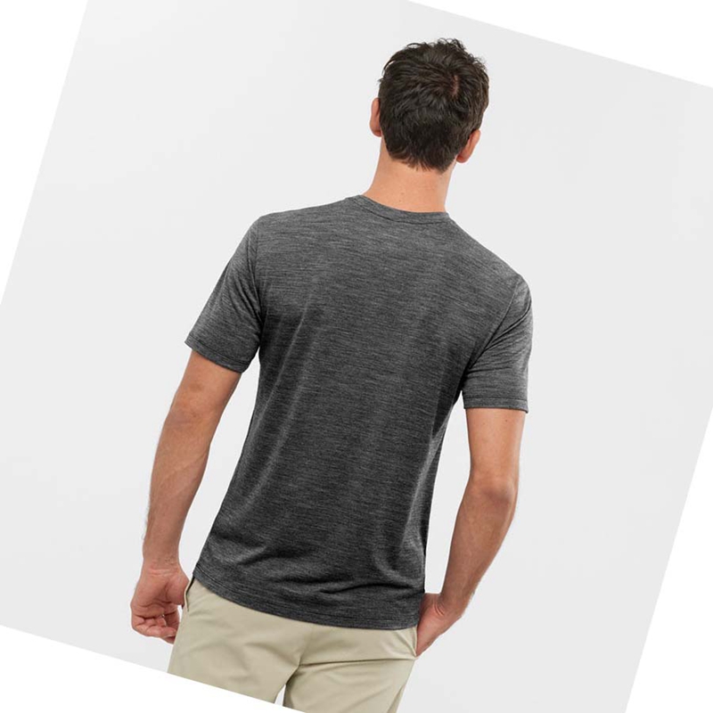 Black Salomon OUTLIFE MERINO BLEND Men's T Shirts | RLXESNJ-36