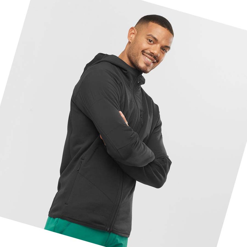 Black Salomon OUTLINE WARM HYBRID Men's Hoodie | PMRABJF-97