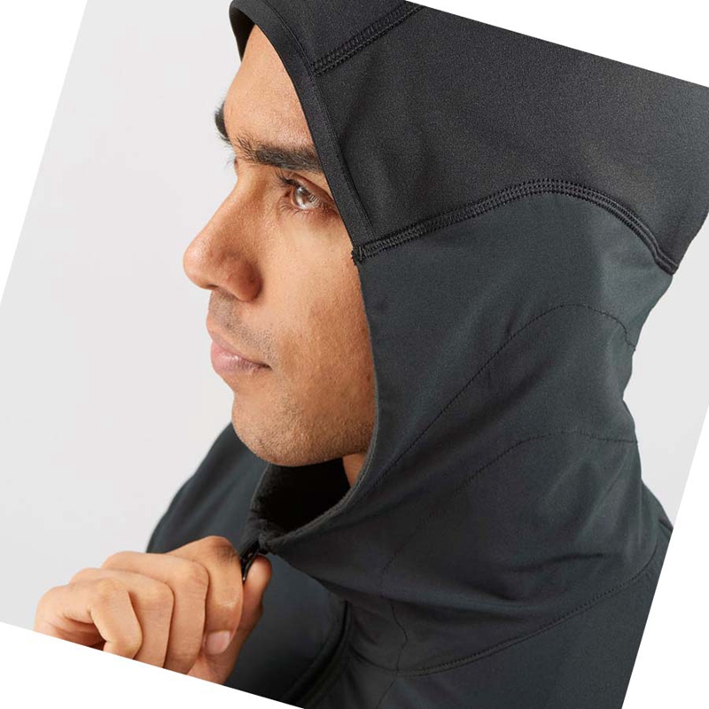 Black Salomon OUTLINE WARM HYBRID Men's Hoodie | PMRABJF-97