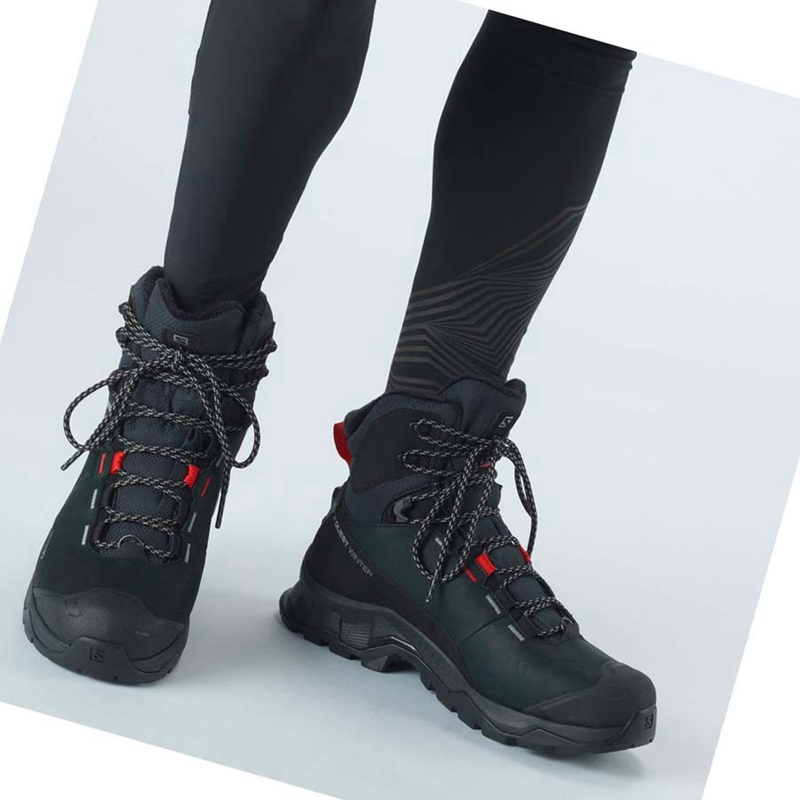 Black Salomon QUEST WINTER THINSULATE™ CLIMASALOMON™ WATERPROOF Men's Winter Boots | HBDNLZO-84