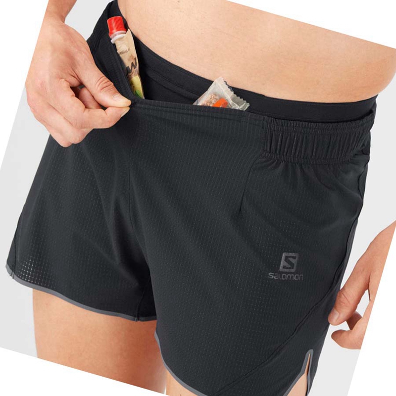 Black Salomon SENSE AERO 3'' Men's Shorts | KSBXILW-34