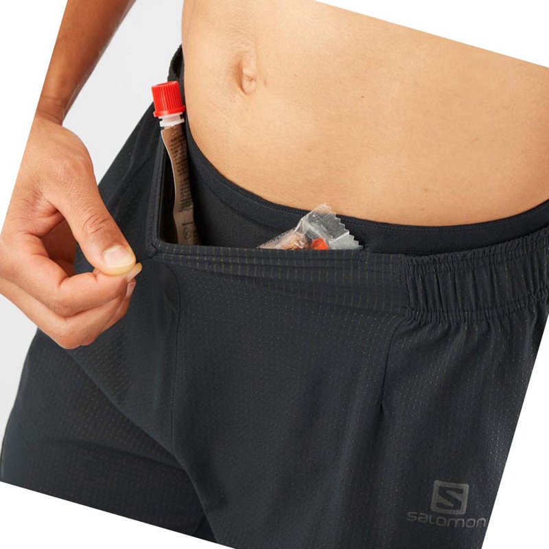 Black Salomon SENSE AERO 5'' Men's Shorts | OWJTEQF-67