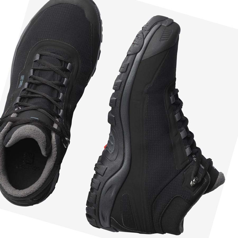 Black Salomon SHELTER CLIMASALOMON™ WATERPROOF Men's Winter Boots | ETWFZIC-86