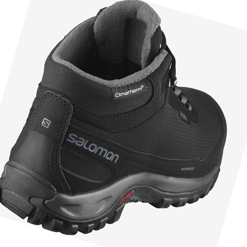 Black Salomon SHELTER CLIMASALOMON™ WATERPROOF Men's Winter Boots | ETWFZIC-86