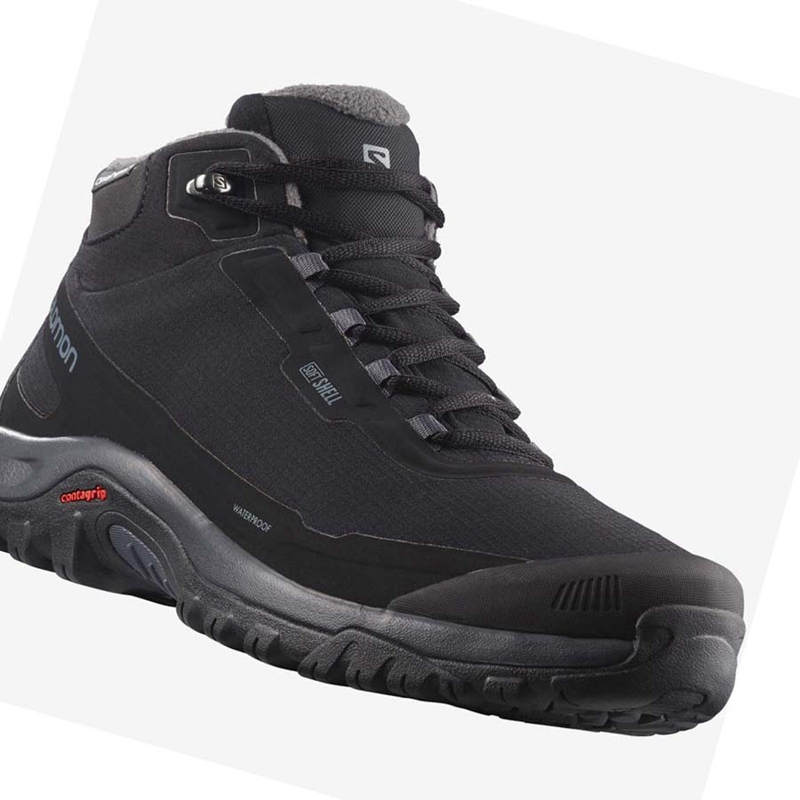 Black Salomon SHELTER CLIMASALOMON™ WATERPROOF Men's Winter Boots | ETWFZIC-86