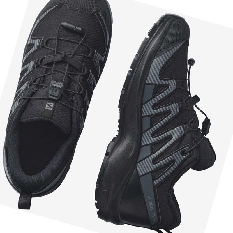 Black Salomon XA PRO V8 CLIMASALOMON™ WATERPROOF Kids' Hiking Shoes | FWAUTQR-48