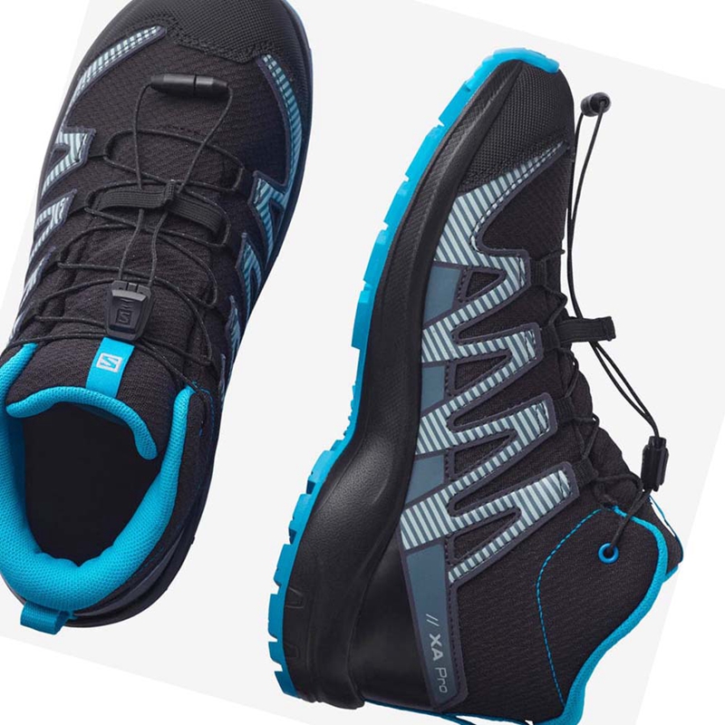 Black Salomon XA PRO V8 MID CLIMASALOMON™ WATERPROOF Kids' Trail Running Shoes | OKZIAYP-92