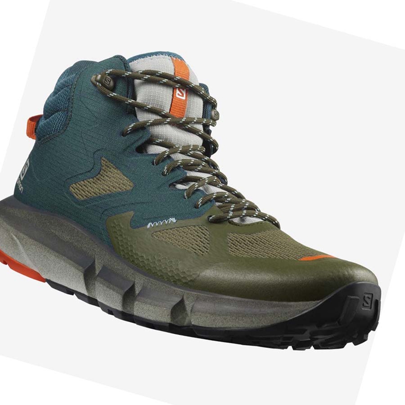 Deep Green / Olive Salomon PREDICT HIKE MID GORE-TEX Men's Hiking Shoes | PXRQGNW-14