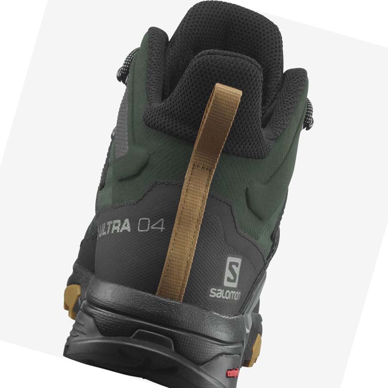 Green / Black Salomon X ULTRA 4 MID GORE-TEX Men's Hiking Shoes | PXGYVQC-48