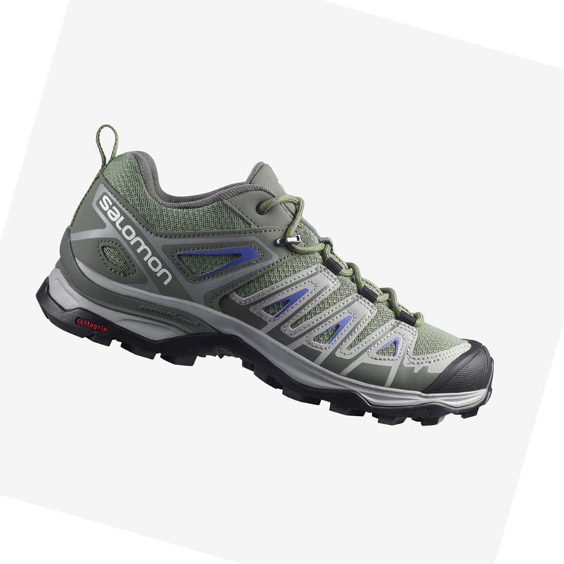 Green / Grey Salomon WoX ULTRA PIONEER Women\'s Hiking Shoes | EURWYKH-39