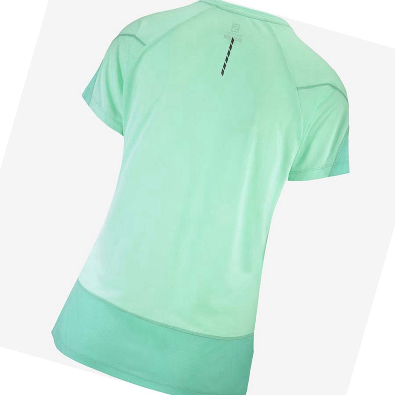 Green Salomon CROSS RUN Women's T Shirts | QPRAHIB-20