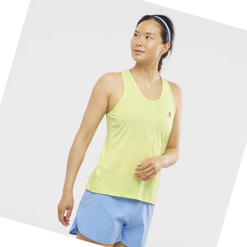 Green Salomon CROSS RUN Women's T Shirts | UNKDVMW-19