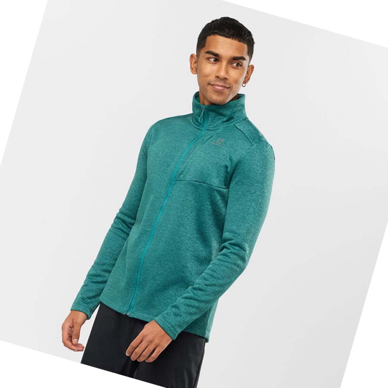 Green Salomon ESSENTIAL LIGHTWARM HEATHER Men's Hoodie | VUWMISN-31