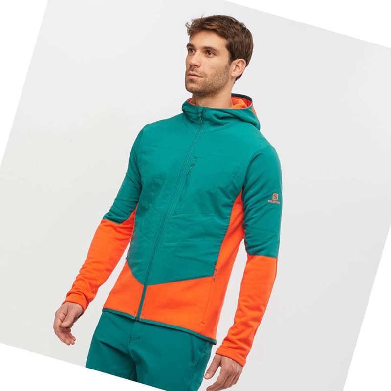 Green Salomon OUTLINE WARM HYBRID Men's Hoodie | JMWPOSX-63