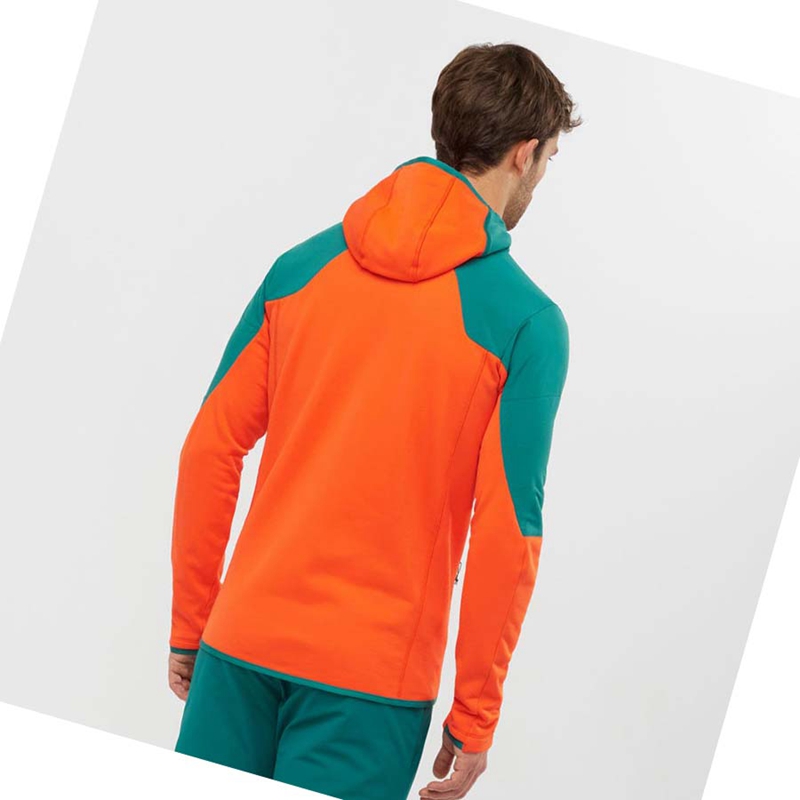 Green Salomon OUTLINE WARM HYBRID Men's Hoodie | JMWPOSX-63