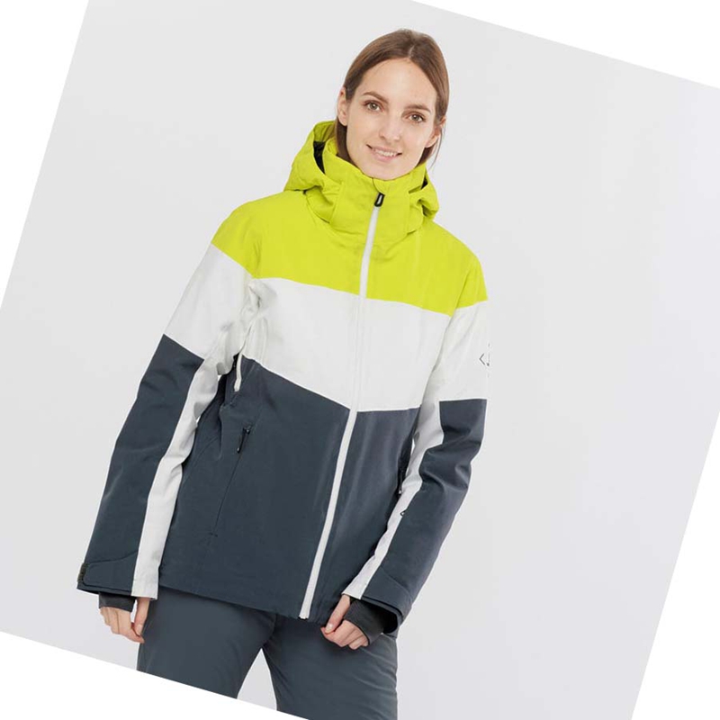 Green Salomon SLALOM Women's Ski Jackets | DVPCZHB-78