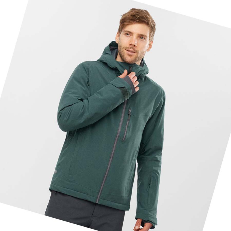 Green Salomon UNTRACKED Men's Ski Jackets | OAFWLBX-29