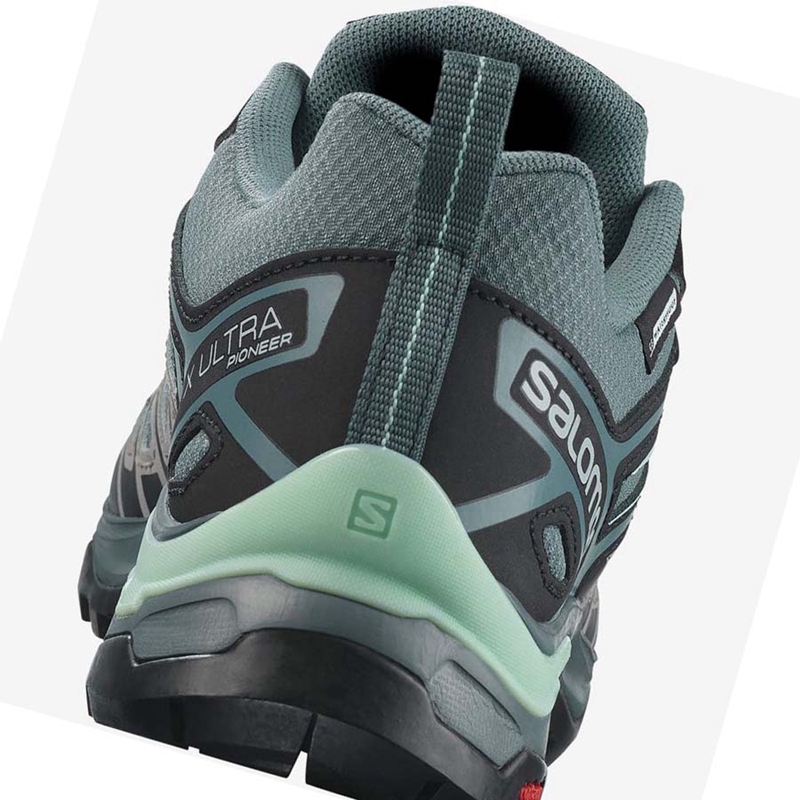 Green Salomon WoX ULTRA PIONEER CLIMASALOMON™ WATERPROOF Women's Hiking Shoes | BUIOVJM-60