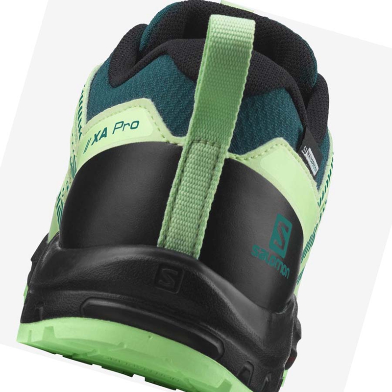 Green Salomon XA PRO V8 CLIMASALOMON™ WATERPROOF Kids' Hiking Shoes | BCKWFZQ-91